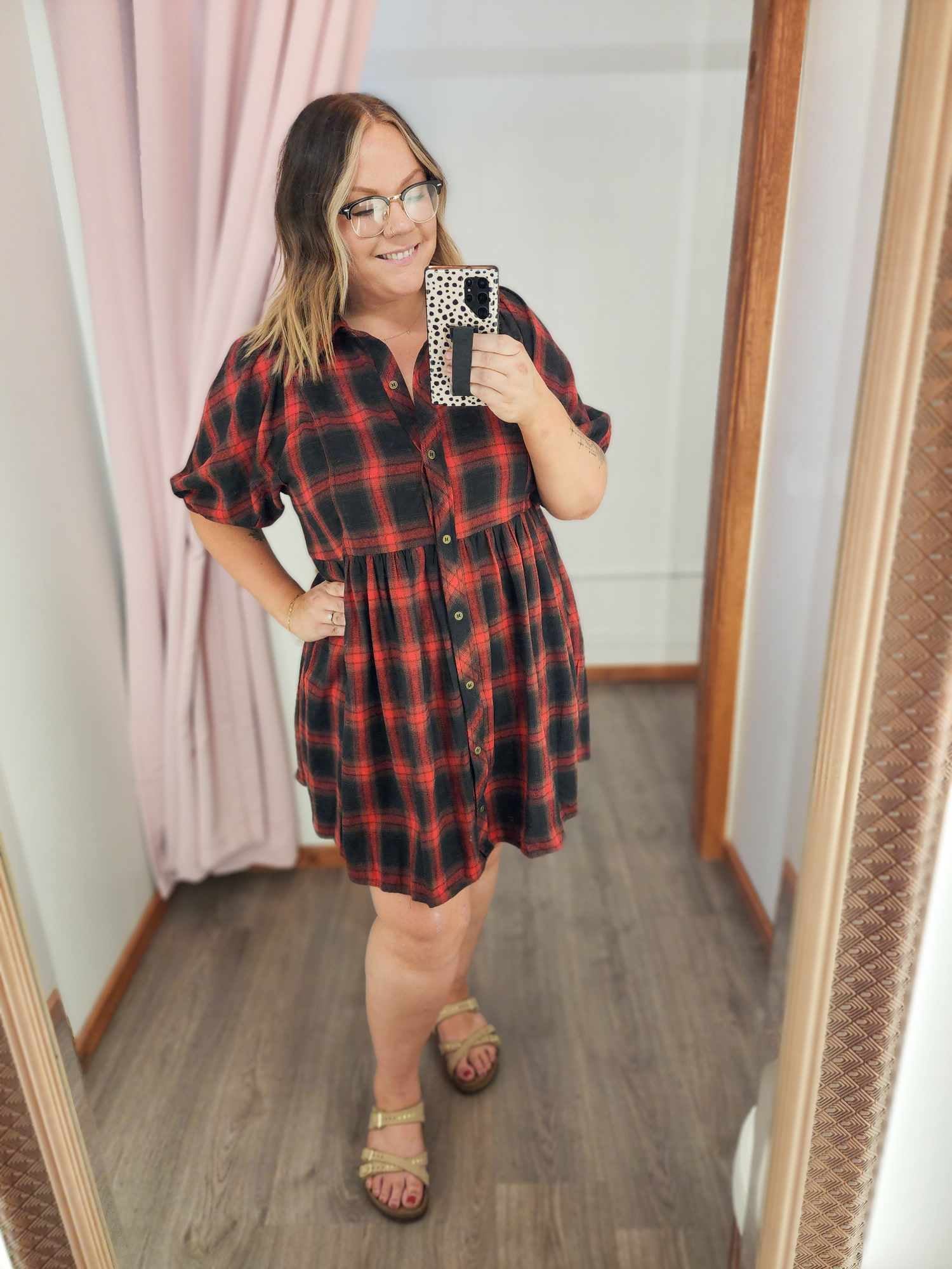 Plus size red hotsell and black plaid dress